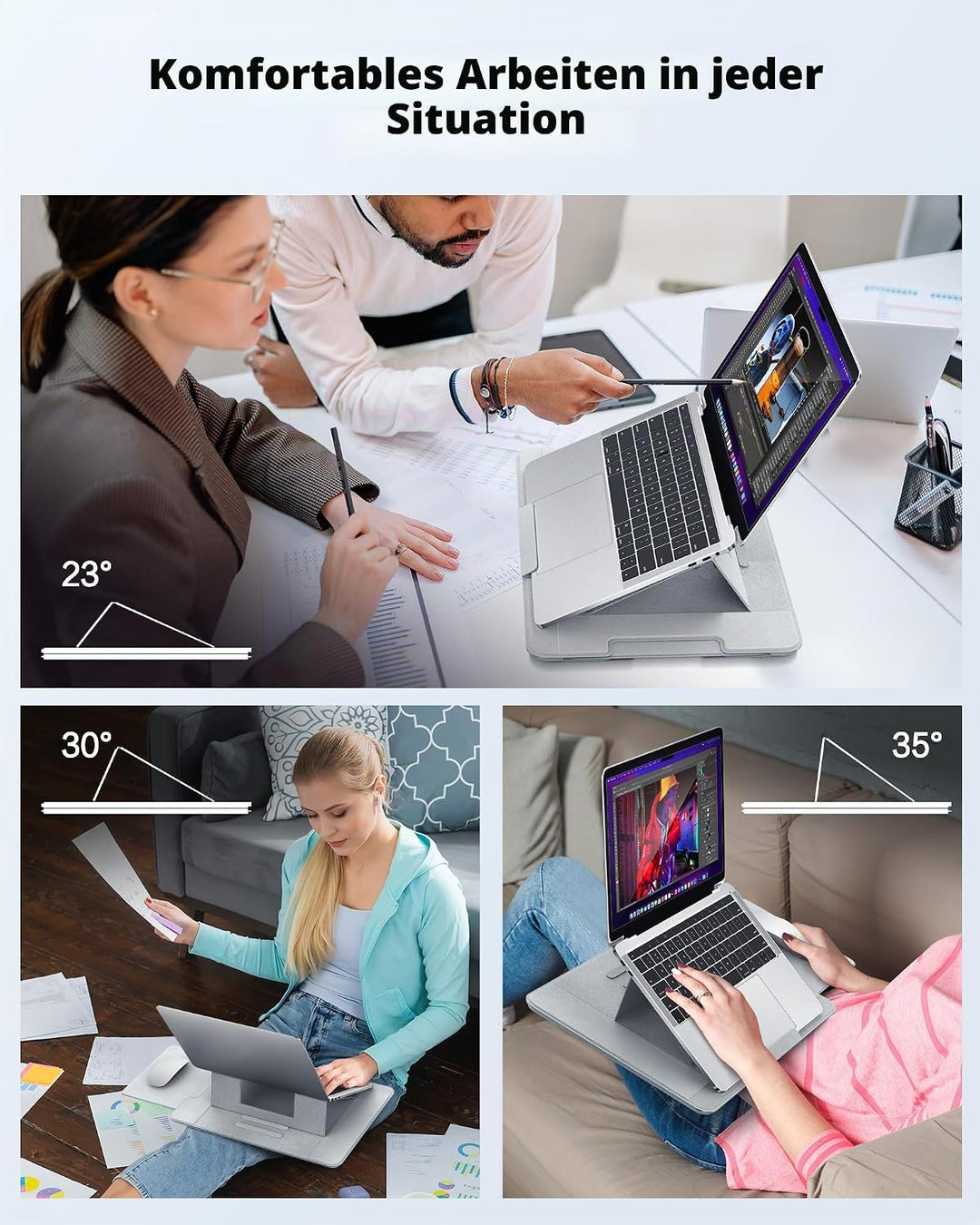 AboveTEK Laptop Schosstisch – ergonomischer Lapdesk mit Rutschfester Oberfläche, Heat Shield, Retrac
