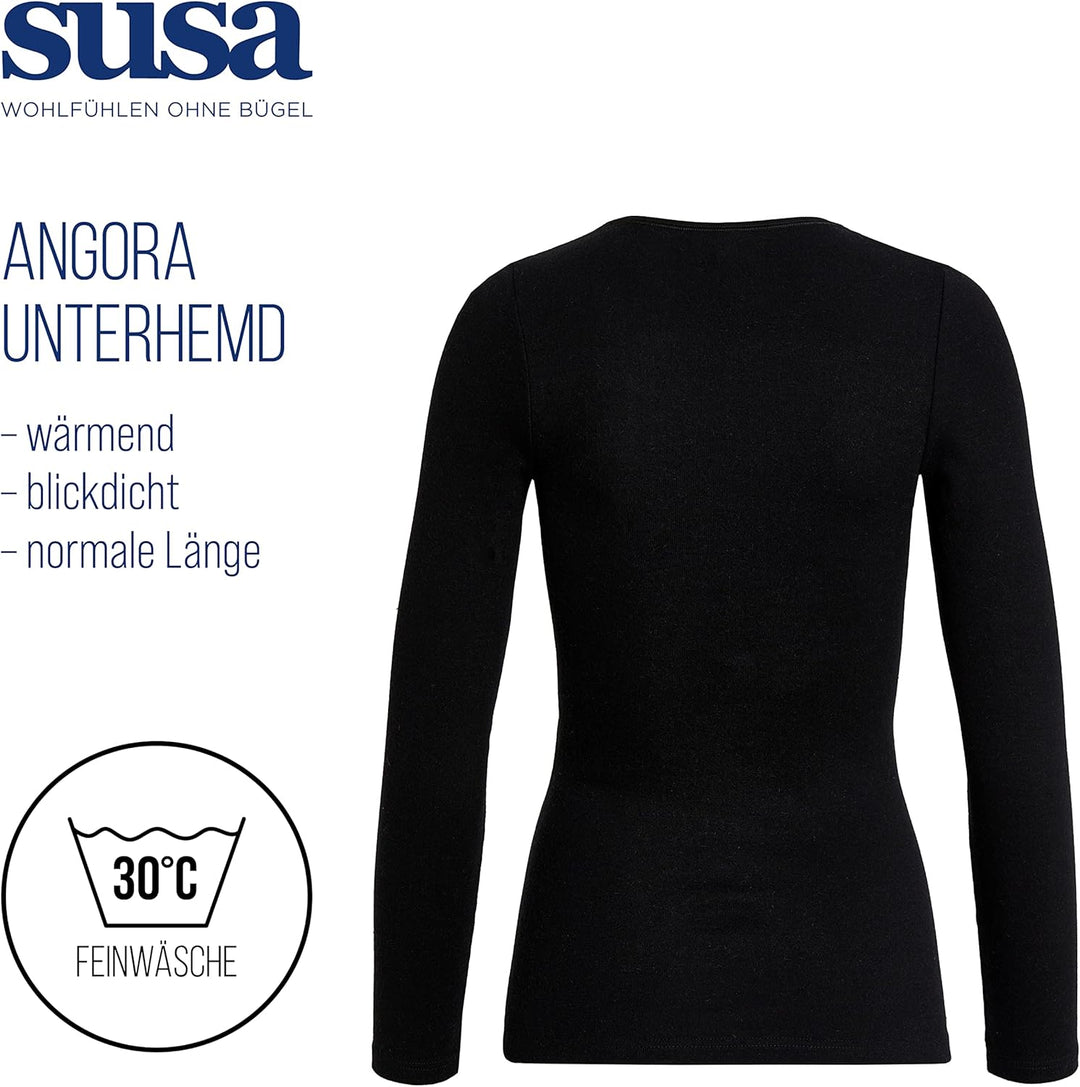 SUSA Thermo Oberteil Damen Angora Weiss I Kälteschutz mit angenehmem Tragekomfort I 100% Made in Ger