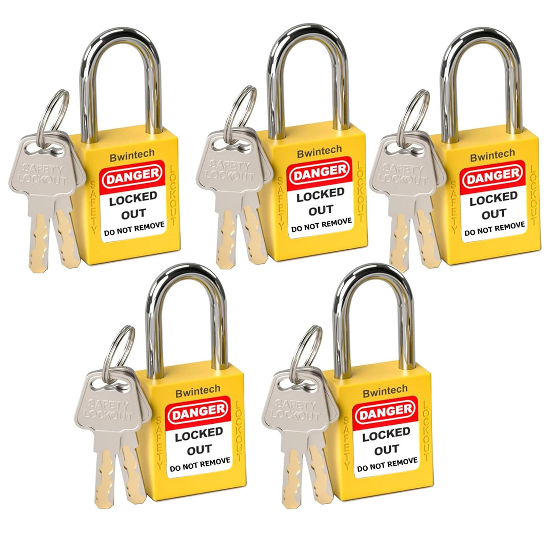 5 Stück Vorhängeschloss Gleichschliessend Set, Lockout Tagout Schlösser, 38mm Loto Sicherheitsvorhän