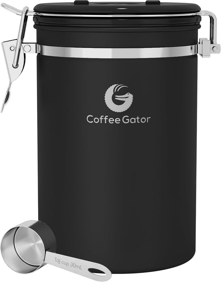 Coffee Gator Kaffeedose Edelstahl, Luftdicht Vorratsdose mit Deckel, Datum Tracker, CO2-Freigabevent