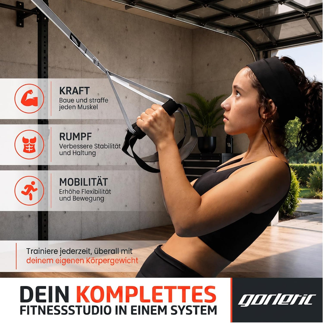 Suspensionstraining Trainingsgeräte, Sport Geräte, belastbar bis 300 kg, verstellbar von 145 bis 200