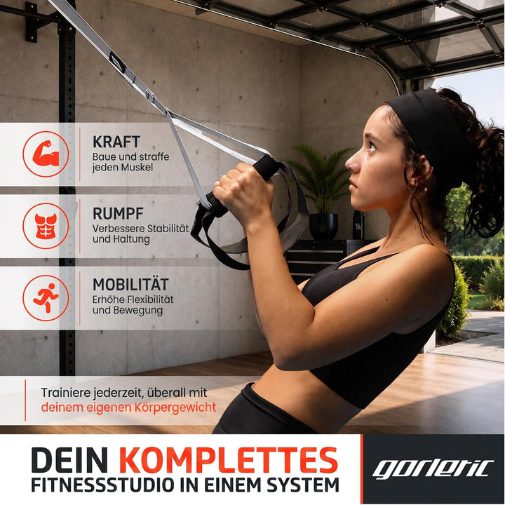 Suspensionstraining Trainingsgeräte, Sport Geräte, belastbar bis 300 kg, verstellbar von 145 bis 200
