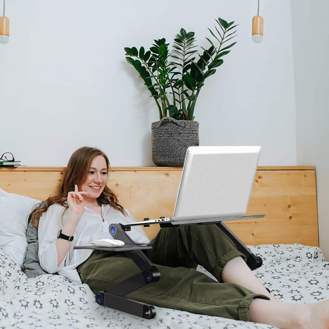 Verstellbarer Laptopständer Faltbarer Laptop-Schreibtisch PC-Computertisch mit 2 Lüftern und Mausabl