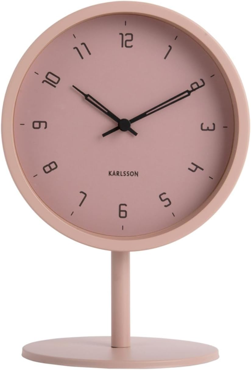 Karlsson [DL] Table Clock Stark Iron matt Faded pink