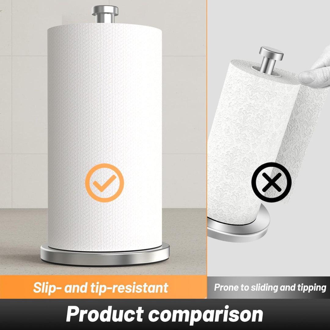 VEHHE Küchenrollenhalter Stehend mit Eva-Schaum Basis, Gewichteter Küchenpapierhalter, Edelstahl Küc