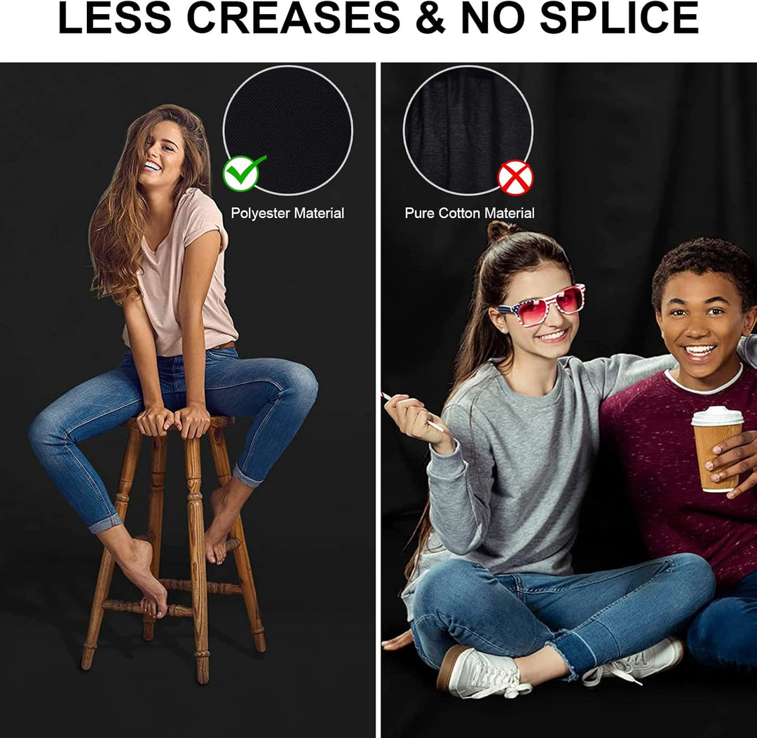 Fotohintergrund, 3x3m/9.8x9.8ft Schwarzer Stoff, Orthland Hintergrund Fotografie mit 4 Leimzwinge, F