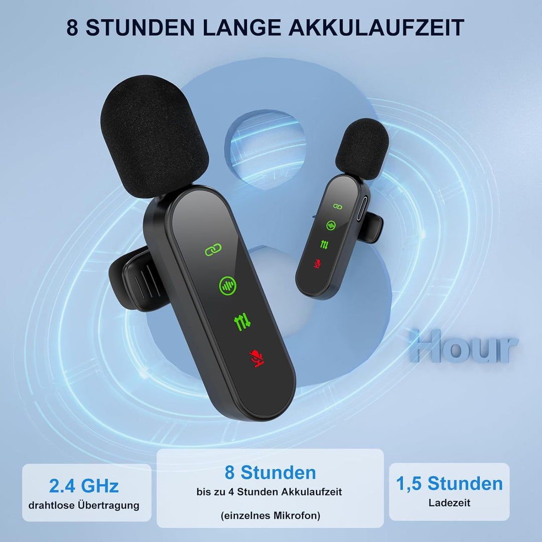 ZealSound M19 Kabelloses Lavalier-Mikrofon für iPhone/Android/PC/iPad, Ultraleichtes Ansteckmikrofon