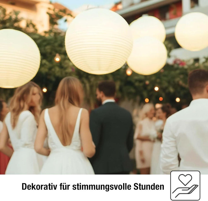 Hellum LED Lampions aussen wetterfest mit Fernbedienung 3er Set, Lampions weiss mit warmweissen LED
