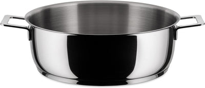 Alessi "POTS & PANS" Flache Kasserolle mit zwei Griffen aus Edelstahl 28 cm, 28 cm