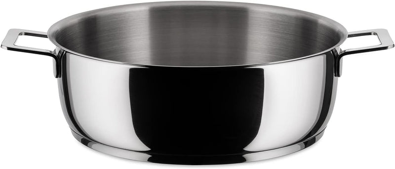 Alessi "POTS & PANS" Flache Kasserolle mit zwei Griffen aus Edelstahl 28 cm, 28 cm