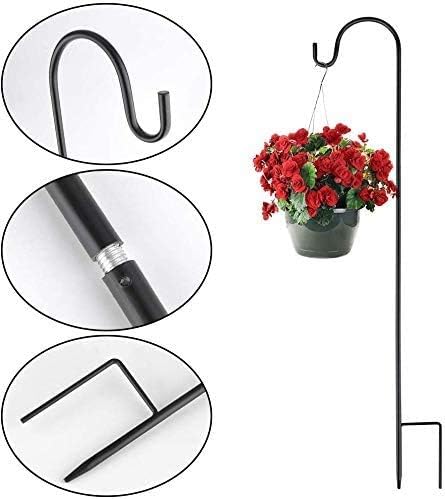 XNX Robuster Metall Gartenstab, Laternenstab - H 120cm, D 8mm, Schäferstock (Schwarz-6)