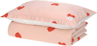 LÄSSIG Kinder Bettwäsche Set aus Bio Baumwolle GOTS zertifiziert 2-teilig/Bedding Set Heart peach ro