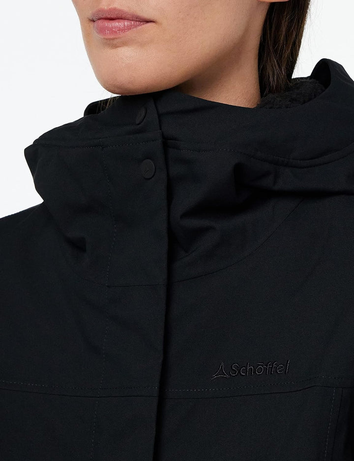 Schöffel Damen Ins. Parka Rotterdam L, wind- und wasserdichter Damen Parka mit verstellbarer Taille,