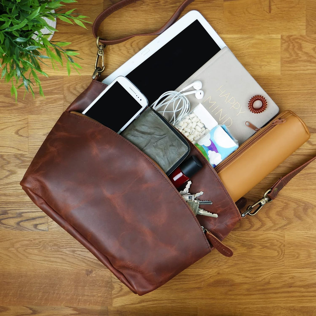 LECONI Umhängetasche für Damen Schultertasche Freizeittasche Damentasche Frauen Ledertasche Handtasc