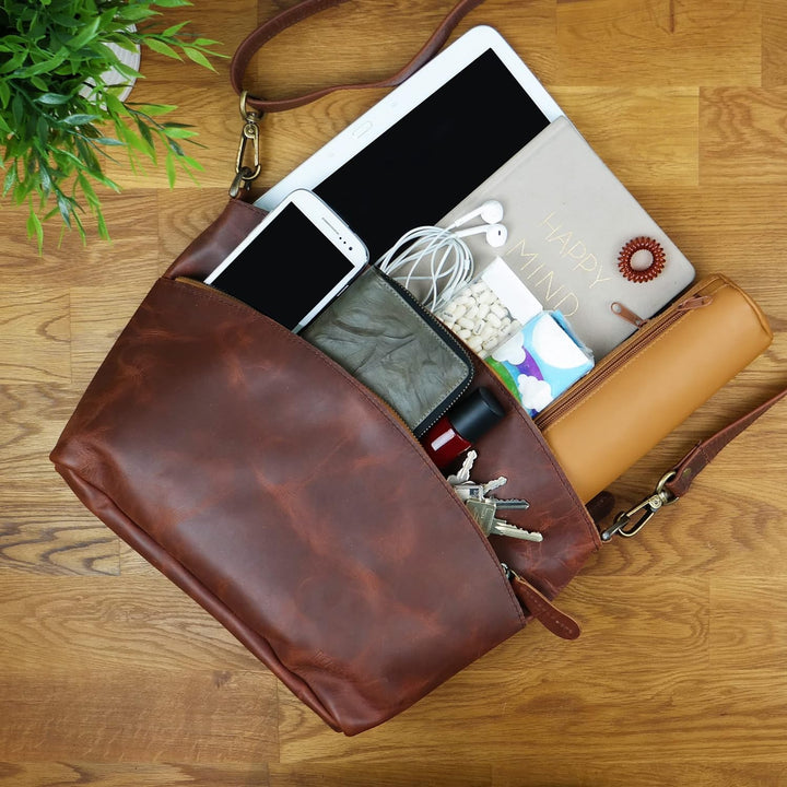 LECONI Umhängetasche für Damen Schultertasche Freizeittasche Damentasche Frauen Ledertasche Handtasc