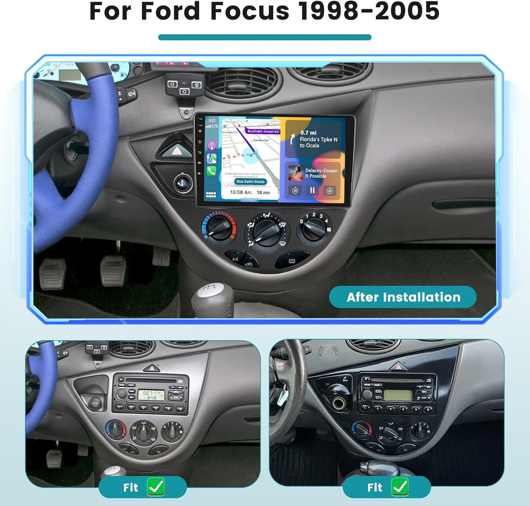Hikity 2G 64G Android 15 Autoradio Für Ford Focus MK1 C170 1998-2004(Linkslenker) mit Wireless Carpl