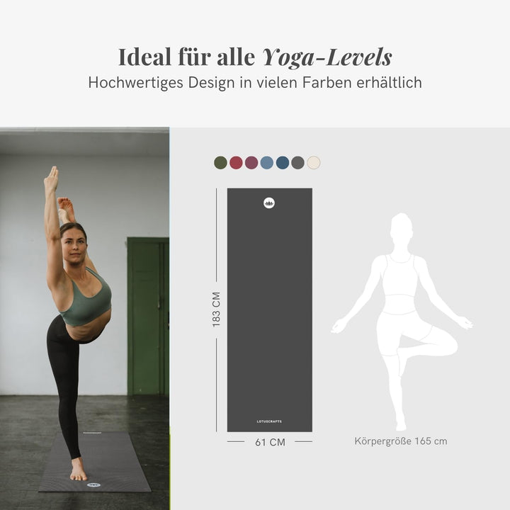 Lotuscrafts Yogamatte Mudra Studio [5mm Dicke] - Hautfreundlich & Schadstoffgeprüft - für Anfänger u
