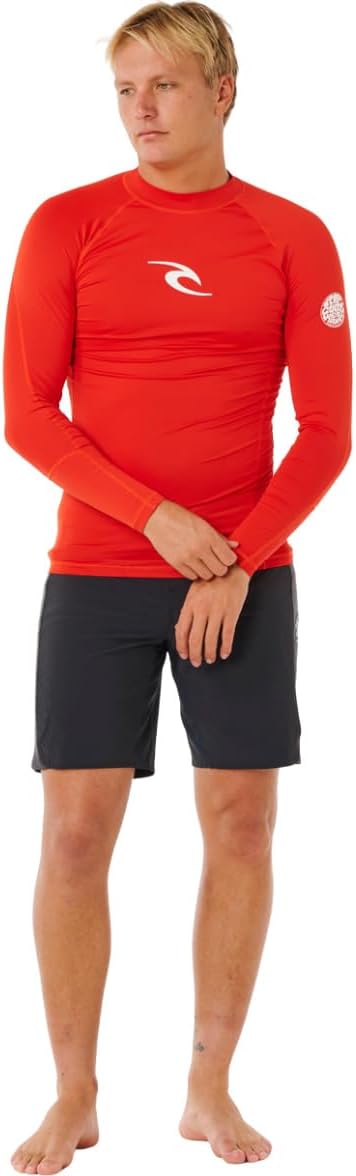 Rip Curl Herren Waves UPF 50 Performance Long Sleeve Rashguard Rash-Guard-Shirt M Rot, M Rot