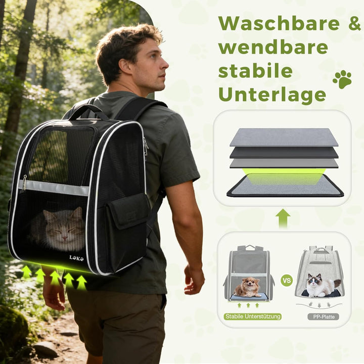 Lekesky Katzen Rucksack Hunderucksack für Mittel/Kleine Haustiere(2-8KG), KatzenRucksack mit Netzfen