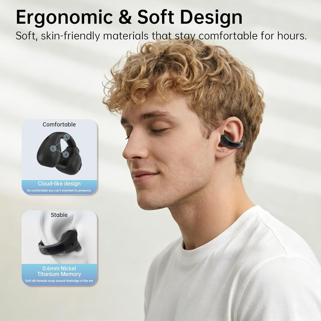 Open Ear Clip On Kopfhörer Bluetooth 6.0,Clip On Earbudsmit with physischen Tasten, sicher sitzende