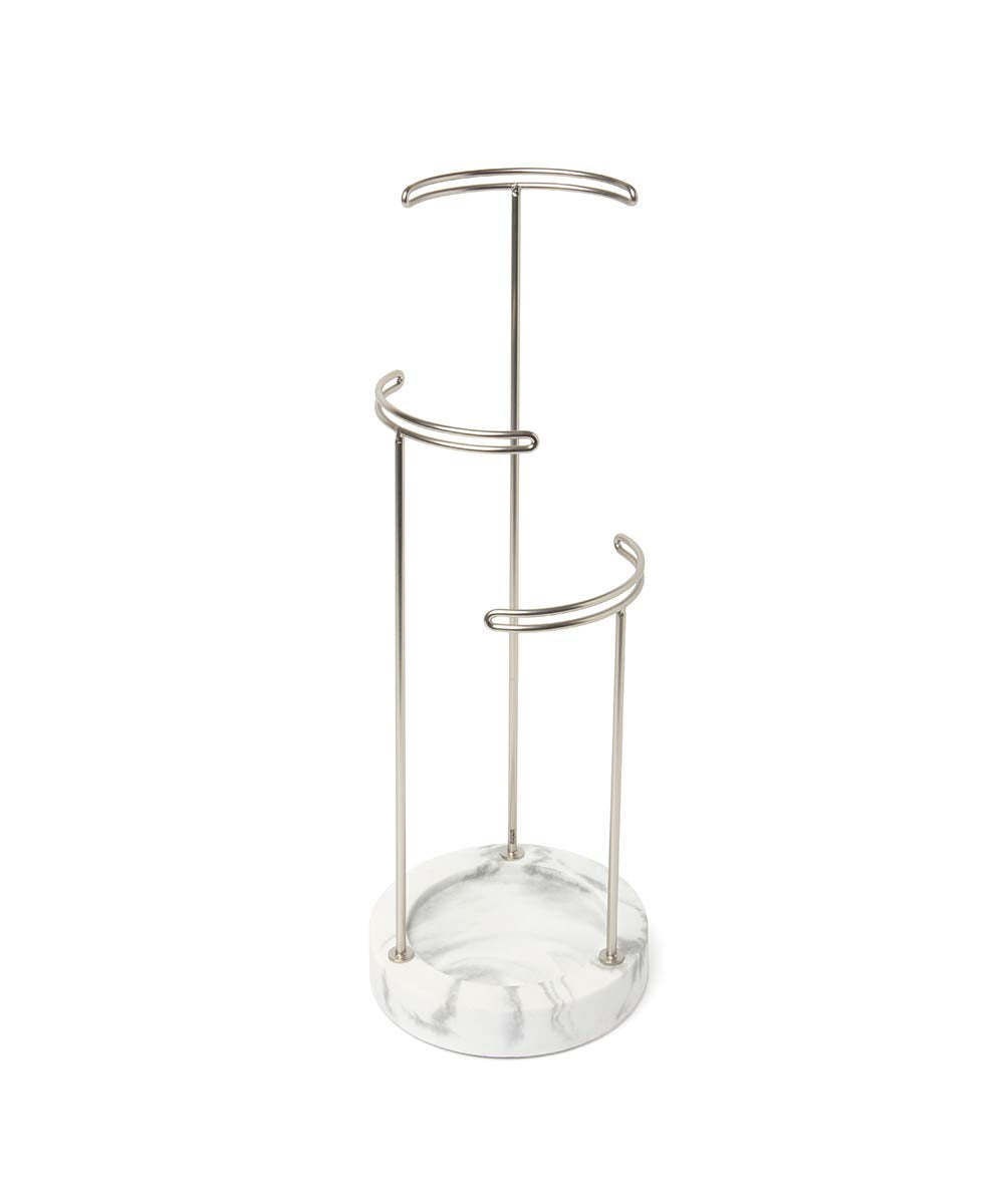 Umbra Tesora Schmuckständer, Metall/Kunstharz, Weiss 42 x 15 x 15 cm Weiss/Nickel, Weiss/Nickel