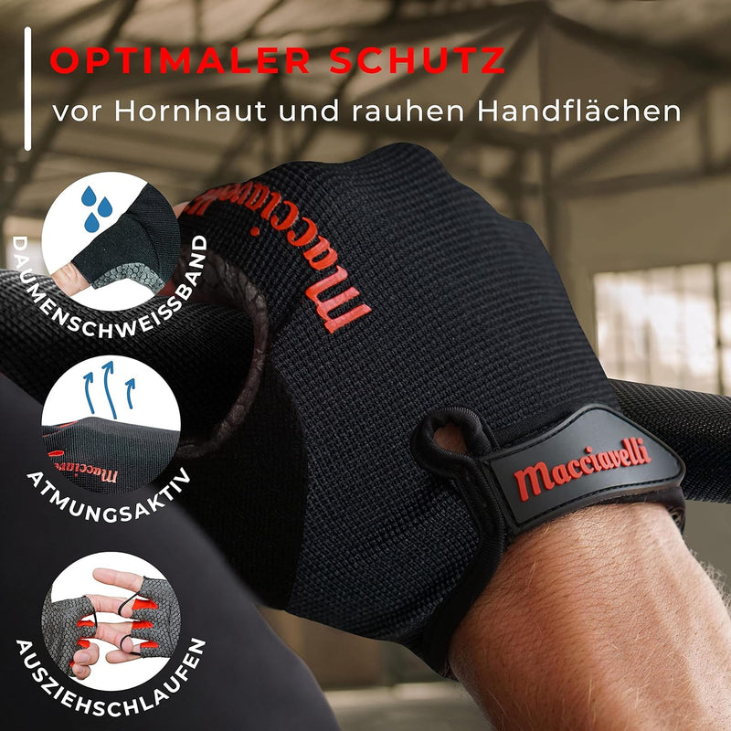 MACCIAVELLI® Fitness Handschuhe Damen Herren - Trainingshandschuhe für Kraftsport, Krafttraining, Bo