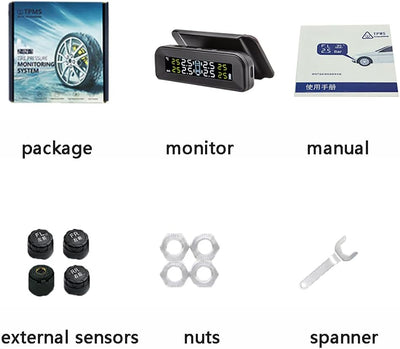 Riloer Auto-Reifendrucküberwachungssystem, TPMS-Echtzeit-Temperaturdruckanzeige, mit einstellbarem D