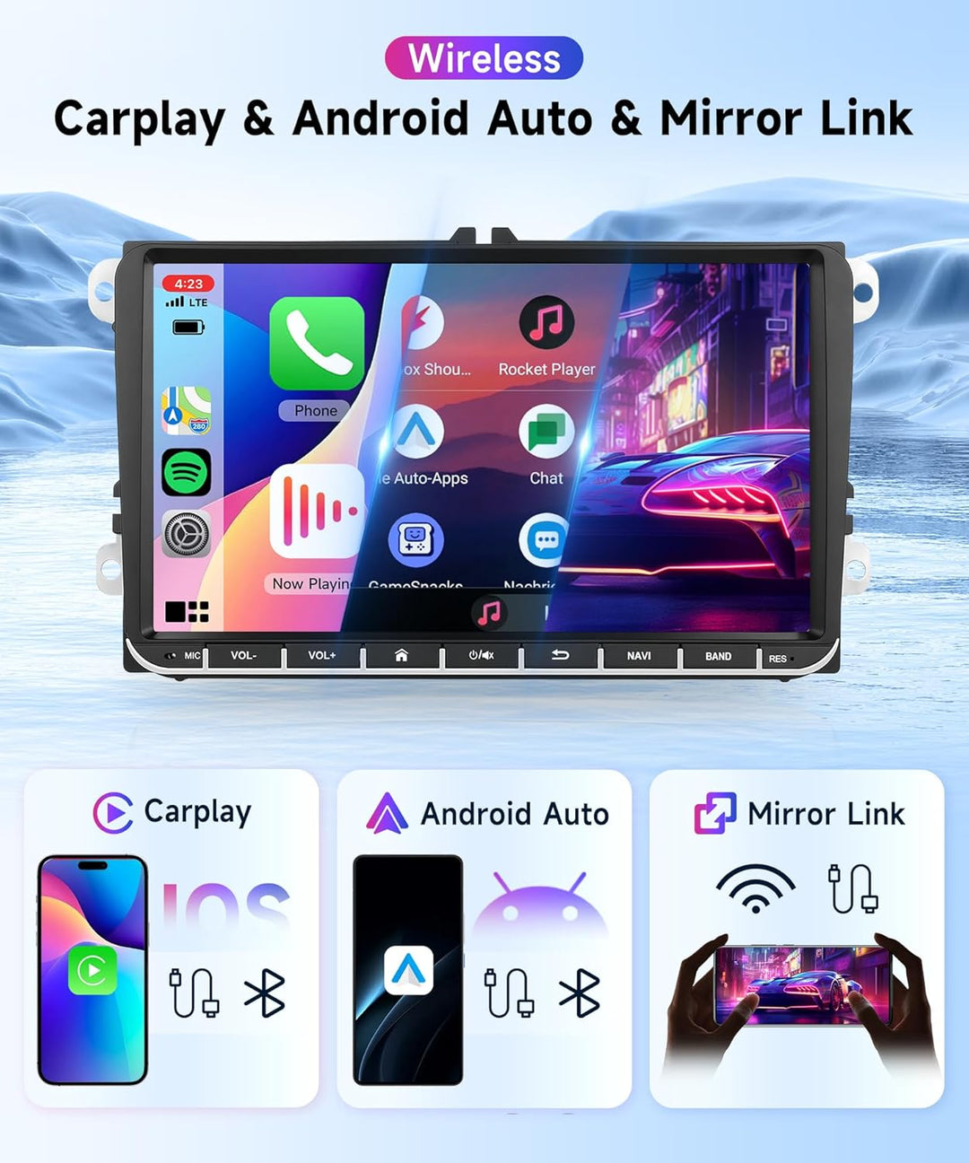 Rimoody 2G+64G 7" Autoradio Android für VW Golf 5 6 T5 Polo 6r Caddy Passat Touran Seat Touchscreen