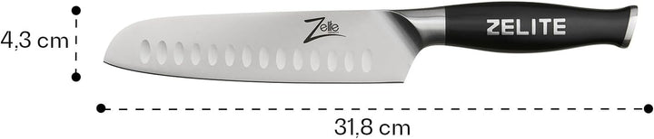 Santoku Messer 18cm – Küchenmesser der Comfort-Pro-Serie – Deutscher Rostfreier Carbonstahl - Ra-sie
