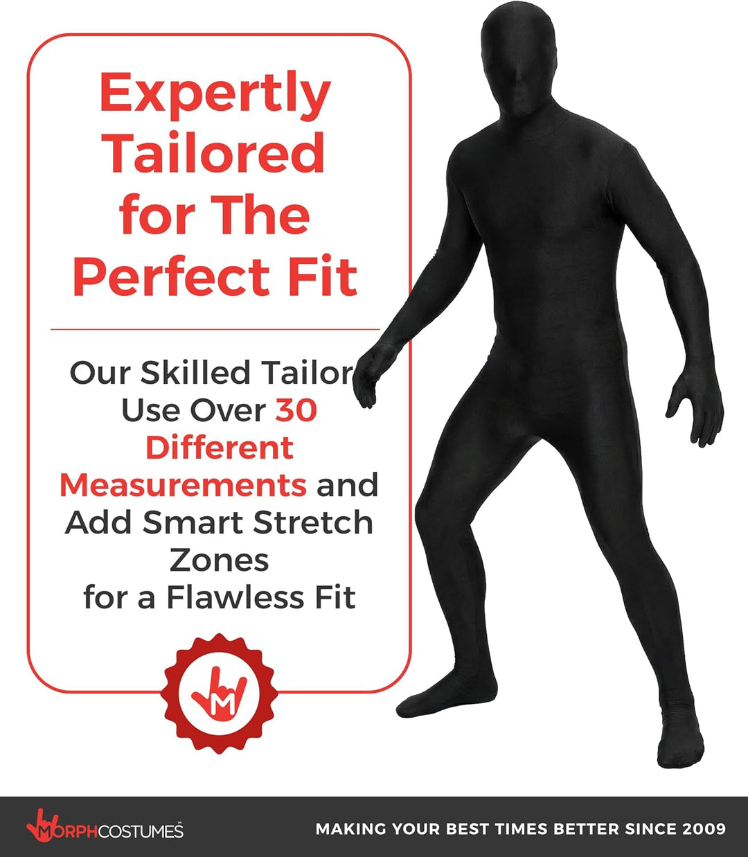 Morphsuits Ganzkörperanzug Herren Schwarz, Body Suit, Grösse L Schwarz L, Schwarz L