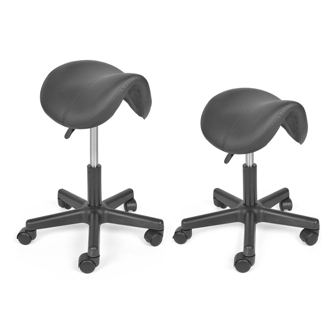 Mingone Sattelhocker Ergonomisch 360°-Drehung, 2 Stück Schwarz | Gepolsterte PU-Sitzfläche, Ergonomi