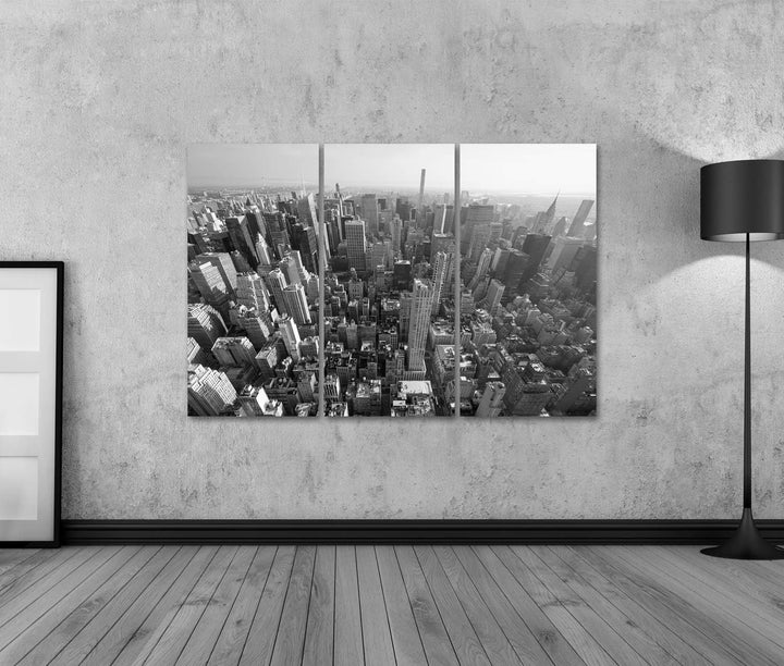 islandburner Bild auf Leinwand New York City Manhattan Skyline Schwarz Weiss Luftbild Bilder Wandbil