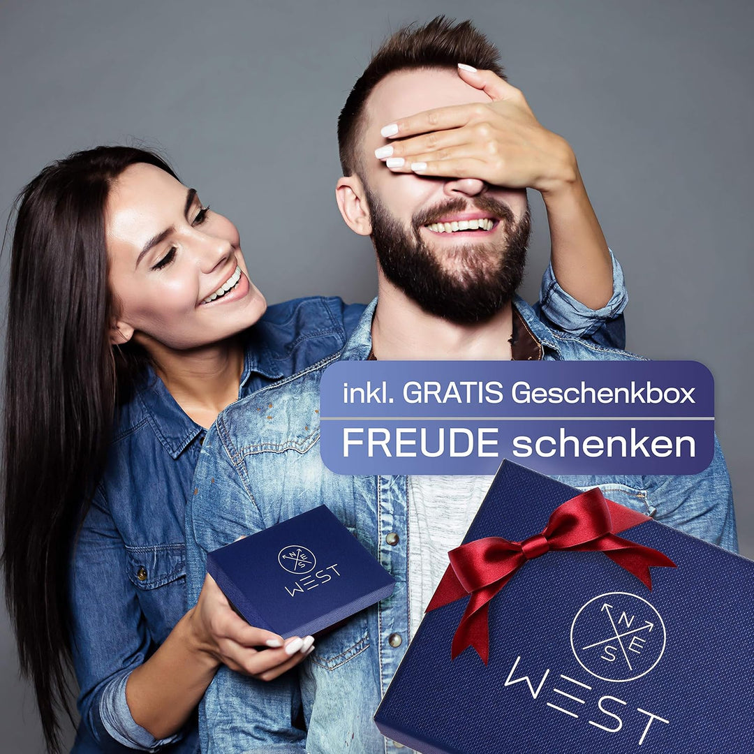 WEST - Kreditkartenetui mit Münzfach – inklusive Geschenkbox – kleine Geldbörse für Herren mit RFID-