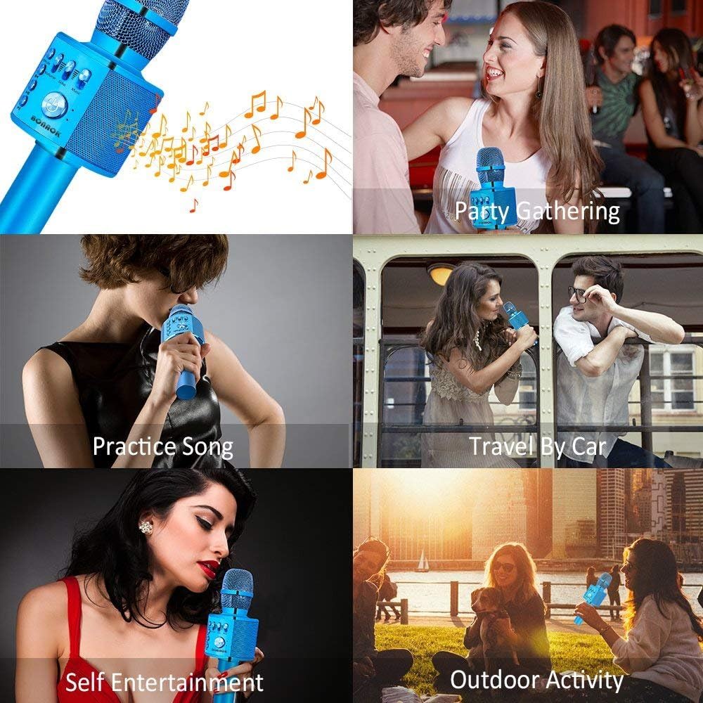 Bluetooth Karaoke Mikrofon Drahtloses,BONAOK Karaoke Mikrophone Echo, Home Party Microfon Kind mit a