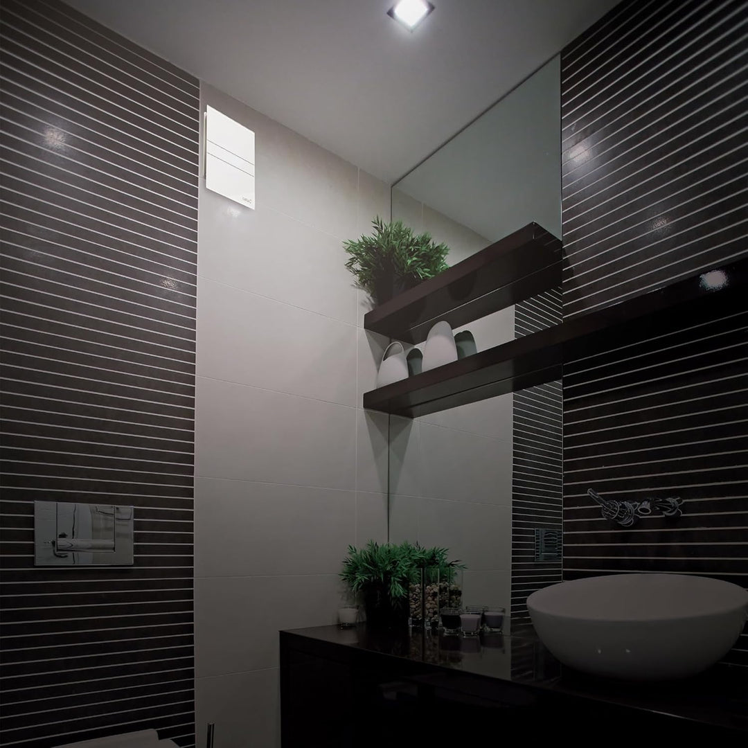 E-100 G - Abluftventilator für das Bad - Standardserie E Glass - Weisse Glasfront - Energieklasse B