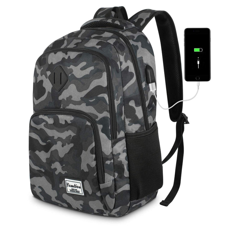 YAMTION Herren Rucksack,Schulrucksack Jungen Teenager mit mit USB-Ladeanschluss für Reisen Camping S