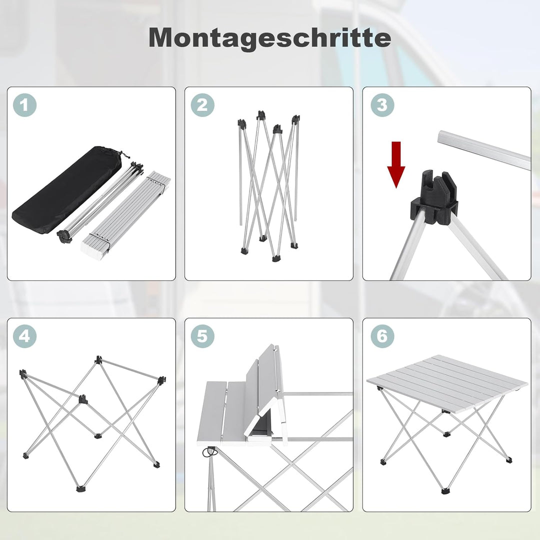 WOLTU Alu Campingtisch klappbar Falttisch Ultra Leichte tragbar mit Tragetasche, Klapptisch Kleiner