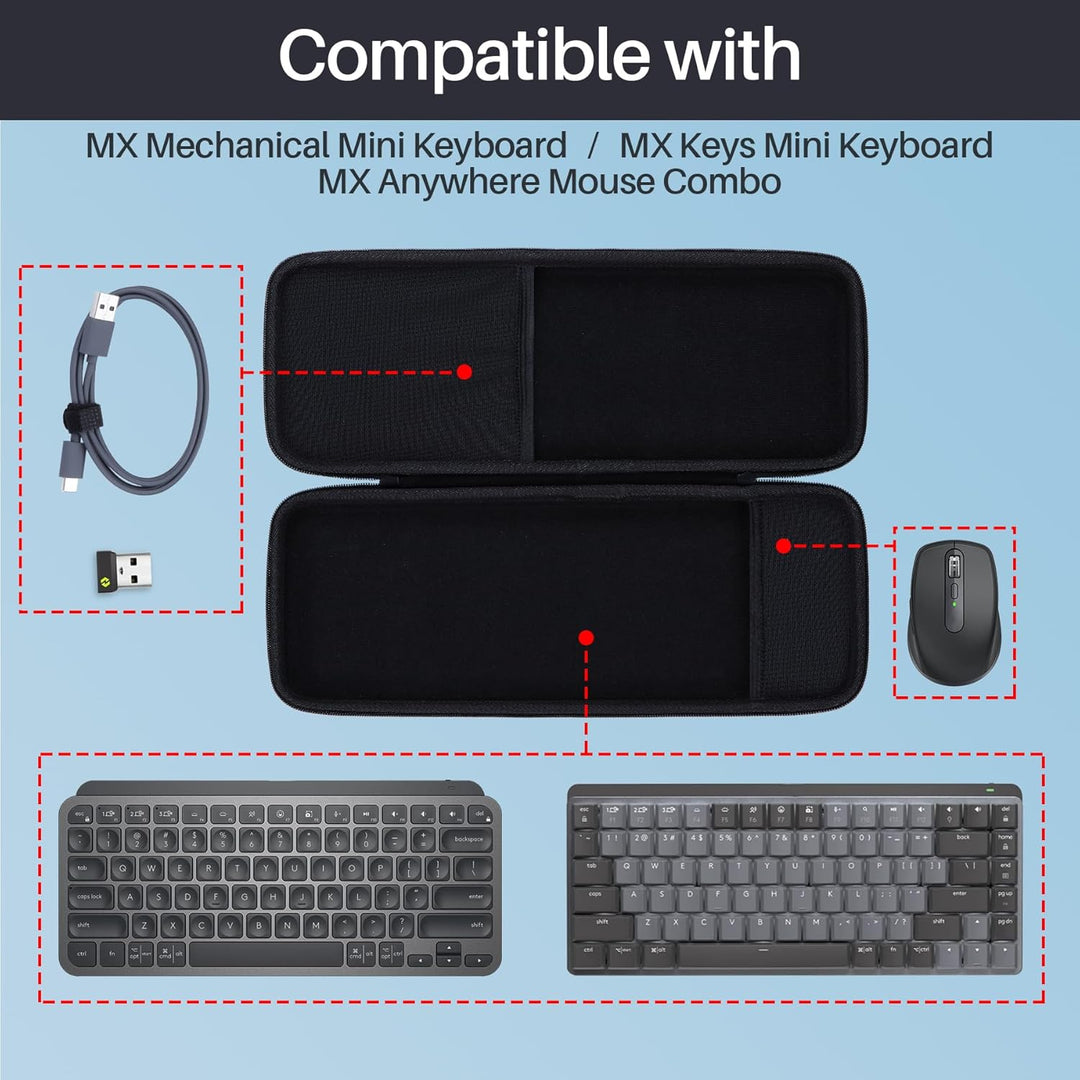 Hart Reise Schutz Hülle Etui Tasche für Logitech MX Mechanische Mini Tastatur MX Anywhere 3S Compact