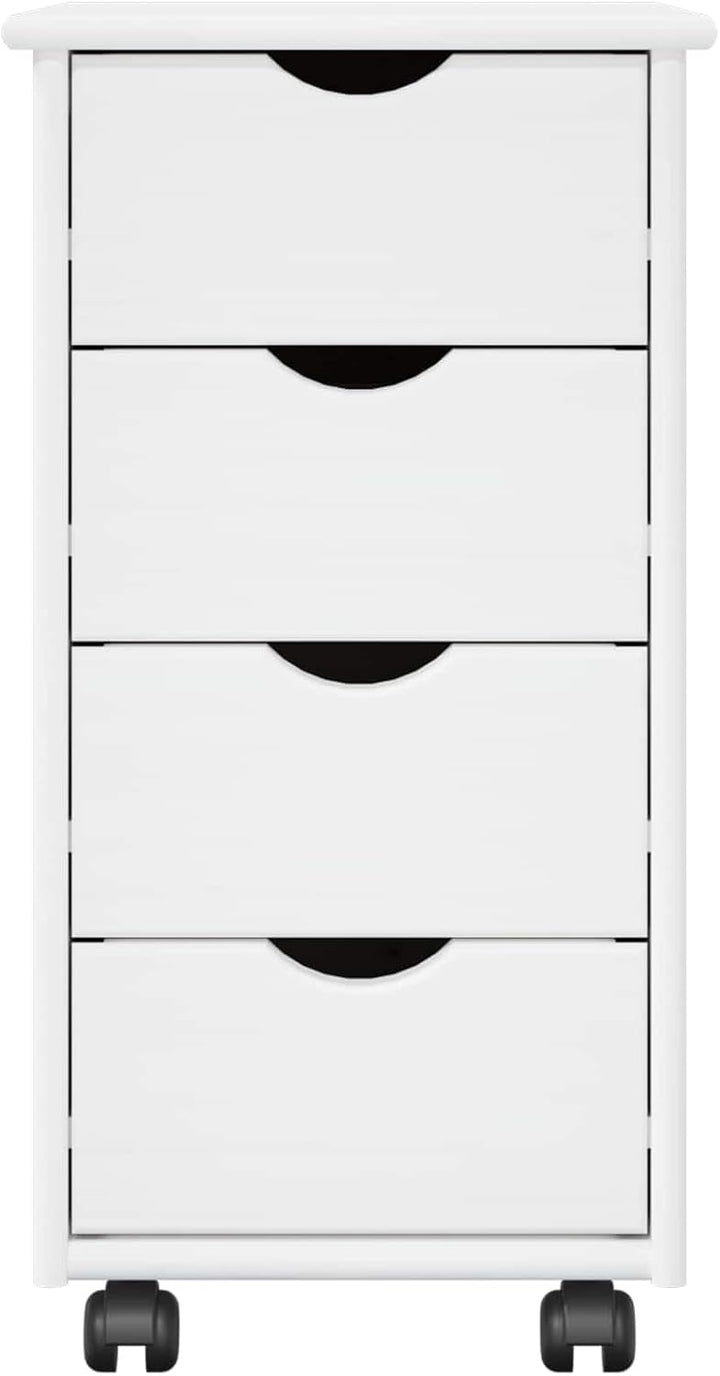 vidaXL Rollschrank Mit Rad Weiss 34 x 39 x 65,5 cm Massivholz Kiefer, Minimalistischer Rollschrank,