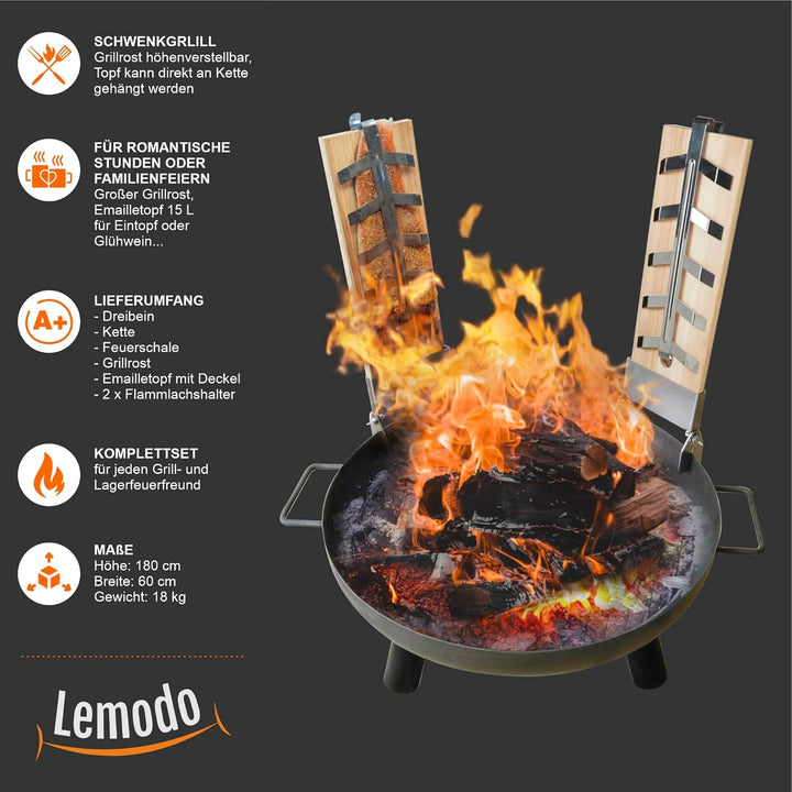 Jürgen Westerholt GmbH Multi-Grillset Feuerschale Grillrost Kochtopf 15L Fischfilethalter Kesselgula