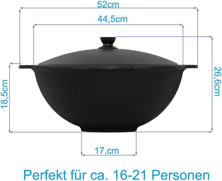 4BIG.fun Kazan aus Gusseisen 16 L mit Schaumkelle NAMANGAN Kasan Uzbekisch mit Deckel Cast Iron KESS