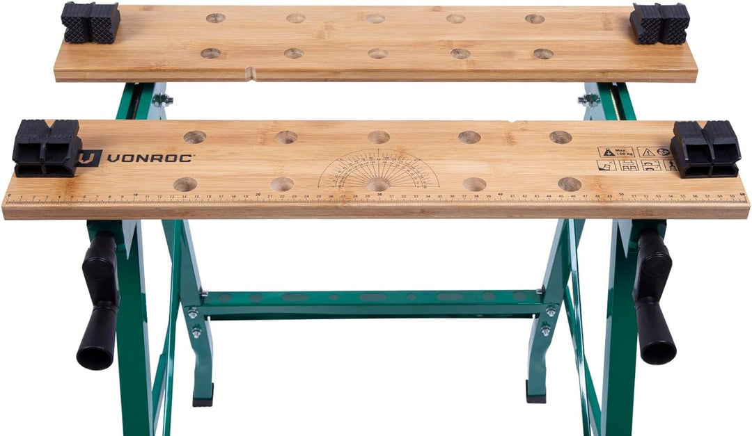 Werkbank - Spanntisch - Mit Bambus-Arbeitsplatte, maximale Belastbarkeit 150 kg