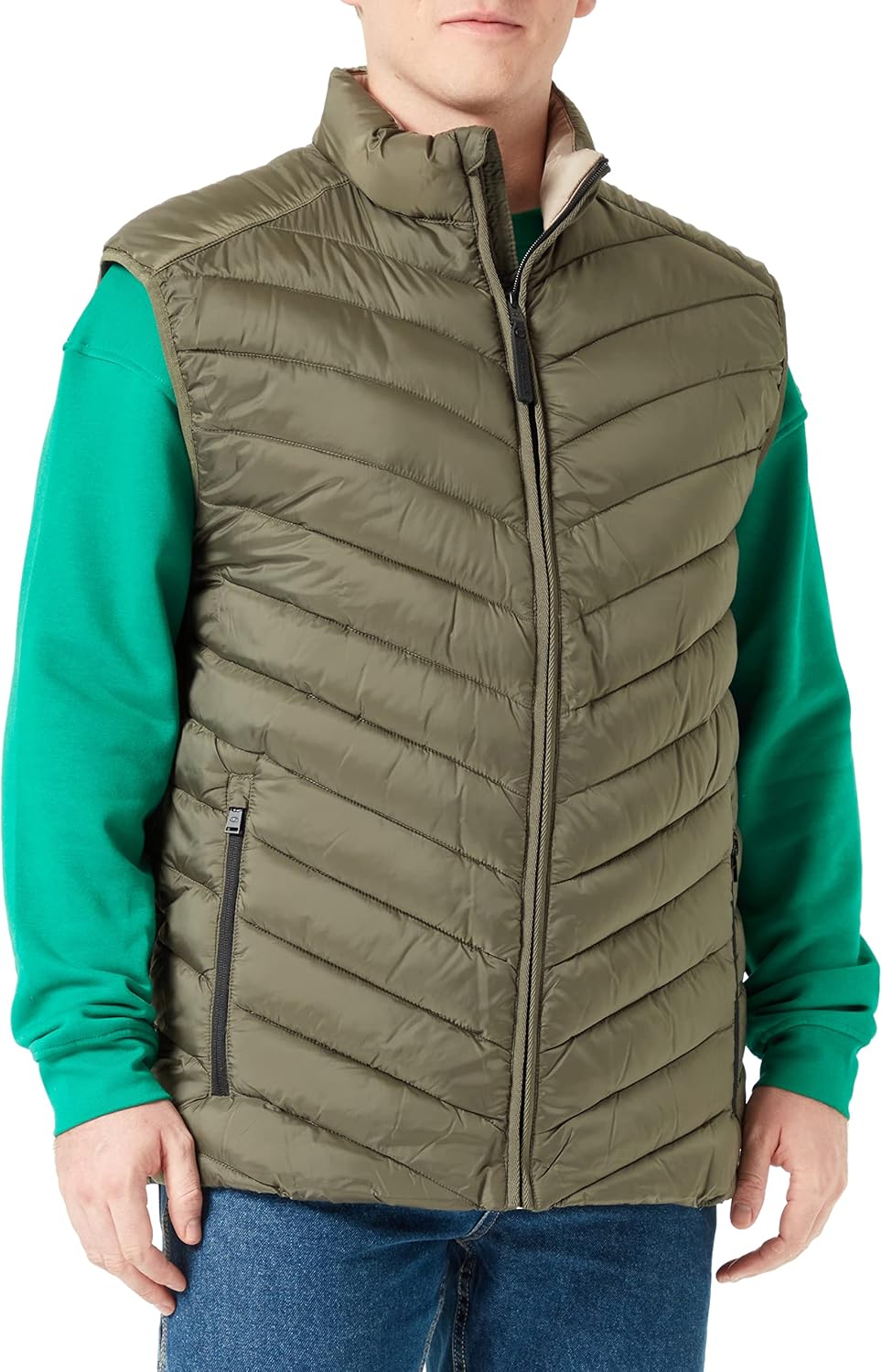 TOM TAILOR Herren Lightweight Steppweste S 10415 - Dusty Olive Green, S 10415 - Dusty Olive Green