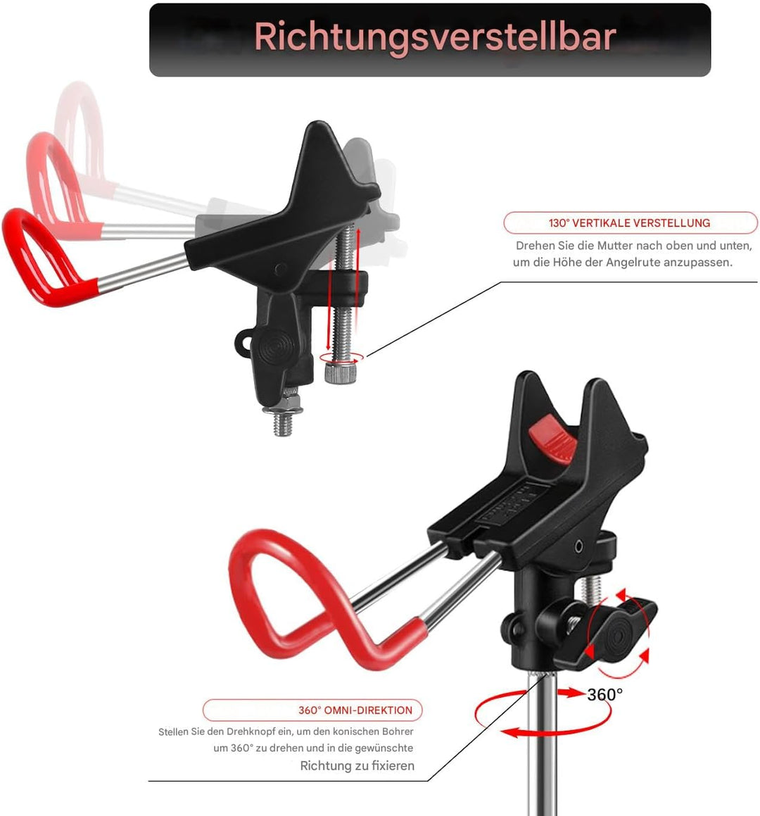 Leeko Rutenhalter, Angelrute Halter 2 Stück Edelstahl Universal Ruten Ständer 360°Verstellbar Angelr