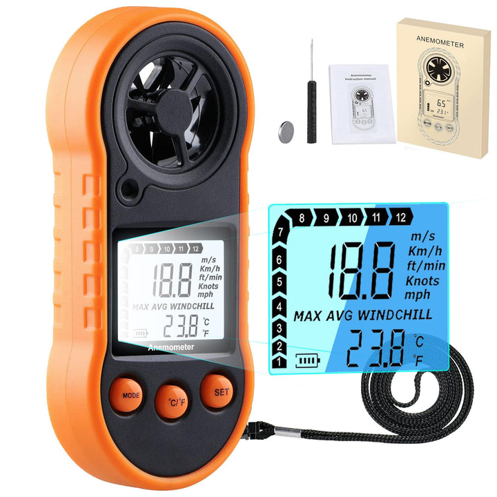 Digitaler Windmesser, Handwindgeschwindigkeitsmesser, Luftströmungsgeschwindigkeitsmesser zum Messen