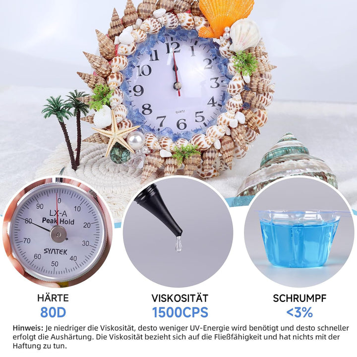 LET'S RESIN UV Resin Set mit UV Lampe, 30g UV Kleber mit lampe, Kleben & Aushärten in Sekunden, Schm