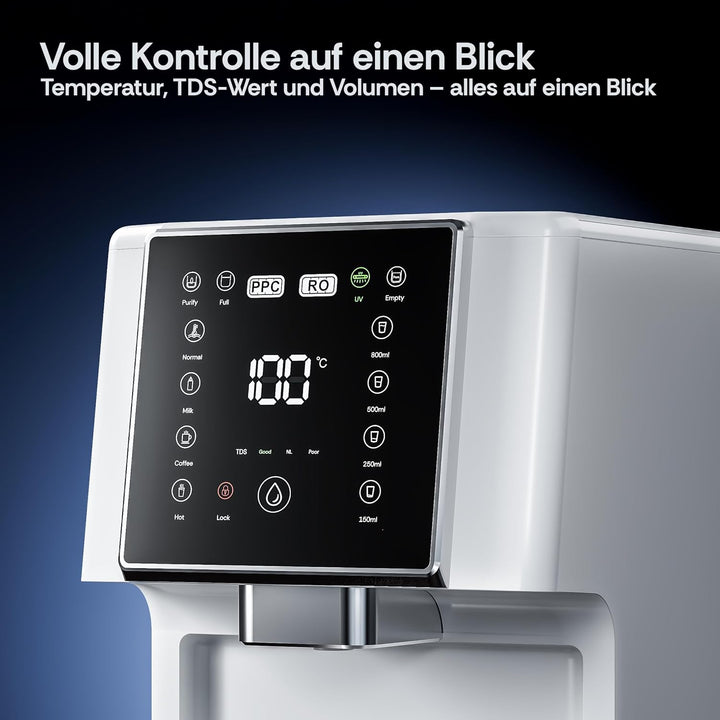 Flex Osmoseanlage Trinkwasser Auftisch | Umkehrosmoseanlage mit 6L Wassertank | Heisswasserspender |
