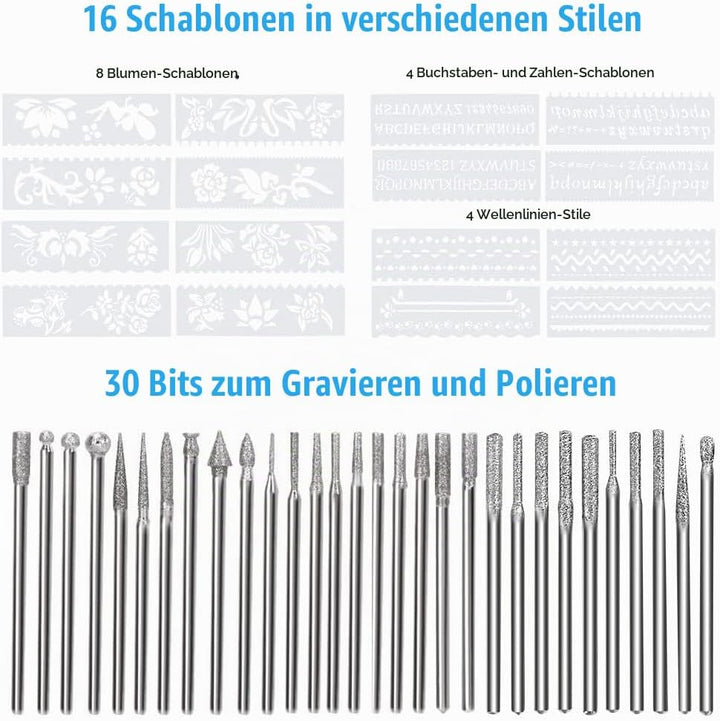 Gravierwerkzeugsatz, USB Mini Gravierstift Mit Gravurzubehör, Kabelloses Graviergerät Für Metall Gla