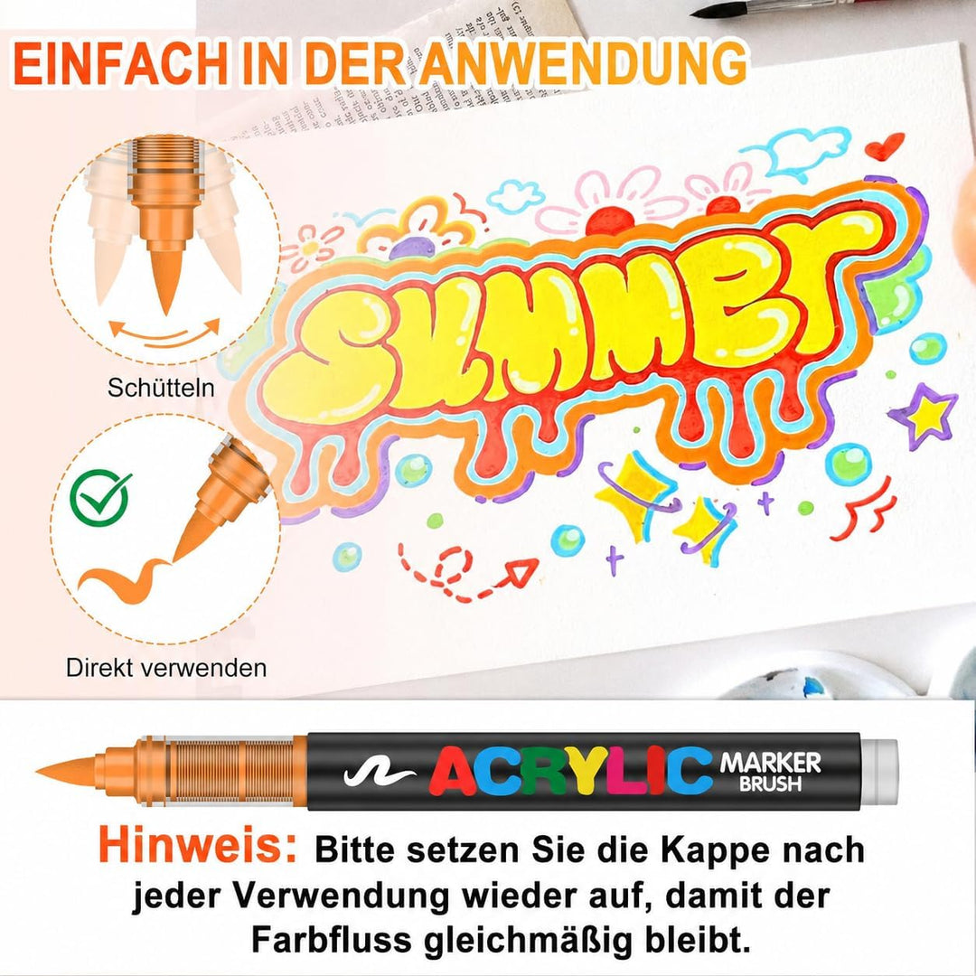 Laconile 288 Farben Acrylstifte Set – Acrylmarker mit Direct Liquid Design, CD-Tasche zum einfachen
