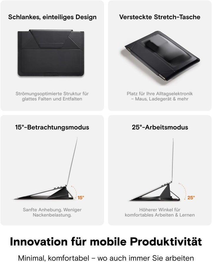 MOFT Laptoptasche Hülle & Laptop Ständer für 13,3 Zoll Laptop, Vegan Leder Laptoptasche mit Erweiter